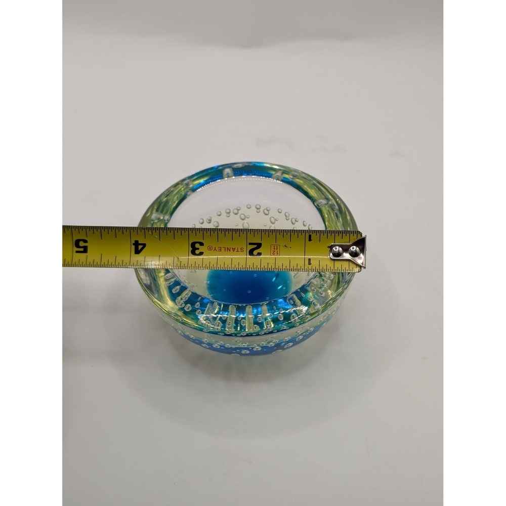 Vintage‎ Uranium Glass Ashtray Bullicante Controlled Bubble Green Glow Dish - Picture 7 of 10